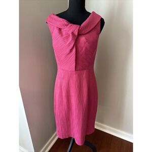 Kay Unger Dress Women 6 Pink Sheath Sleeveless Off the Shoulder Texture New York